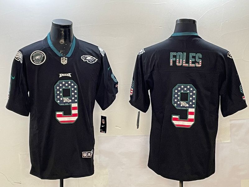 Men Philadelphia Eagles #9 Foles Black National Flag 2025 Nike Limited NFL Jersey style 2115->philadelphia eagles->NFL Jersey